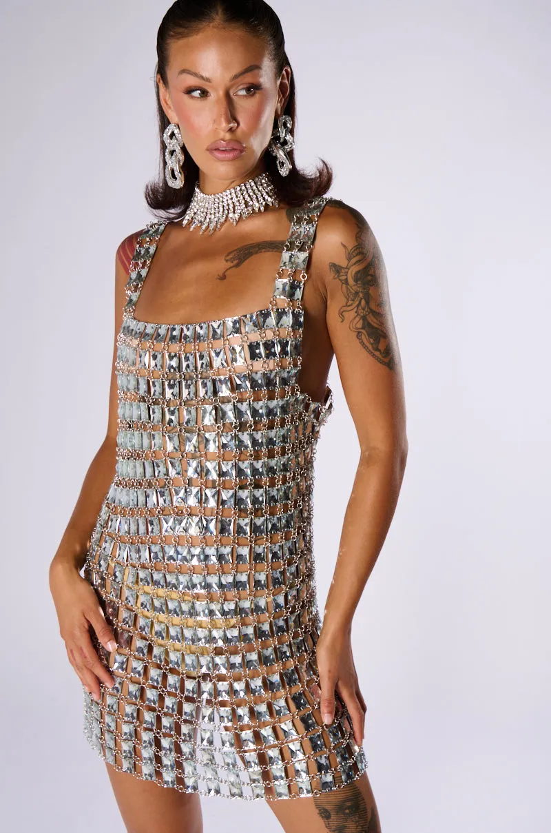 A LIL MORE EXPENSIVE RHINESTONE MINI DRESS