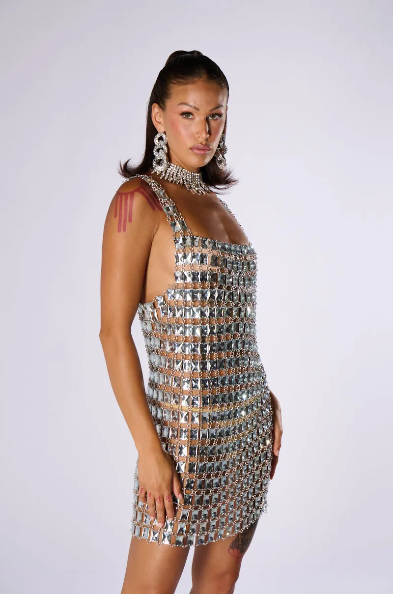 A LIL MORE EXPENSIVE RHINESTONE MINI DRESS