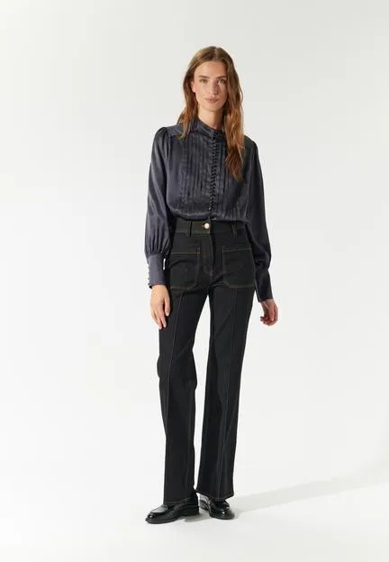 Alaima Inkpot Pleated Silk Blouse