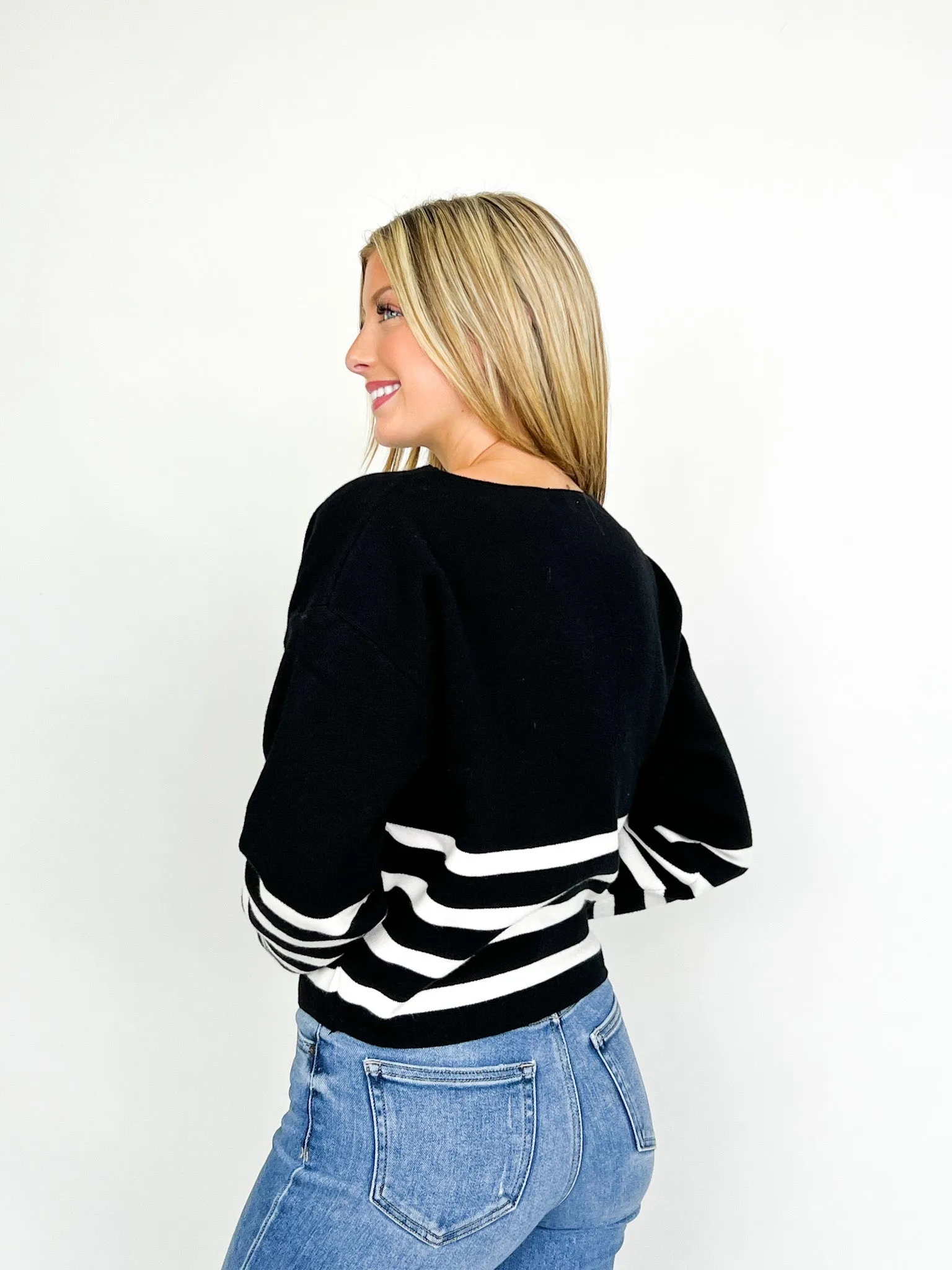 Ashli - Striped Sweater (Black/Ivory)