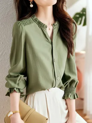 Bella Elegant Chiffon V-neck Shirt Tops