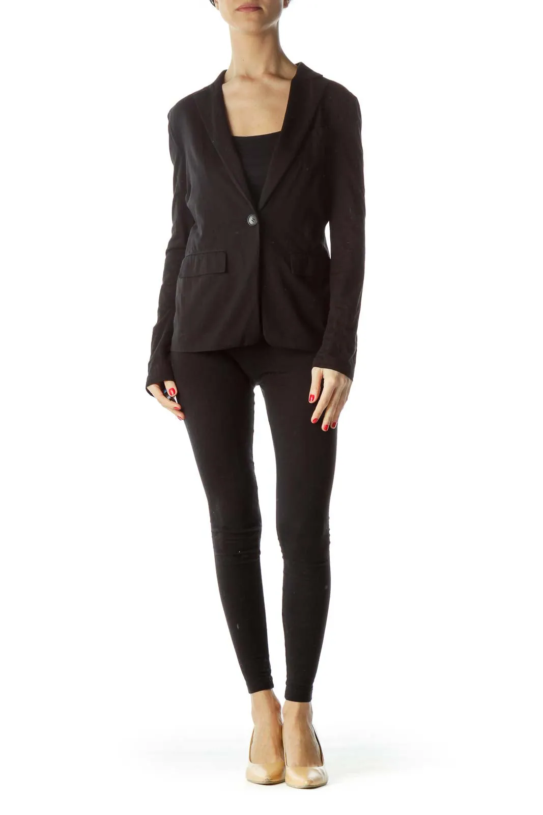 Black Tailored Single-Button Blazer