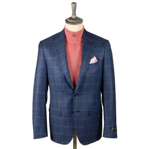 Blue Windowpane Wool, Silk, & Linen Jacket