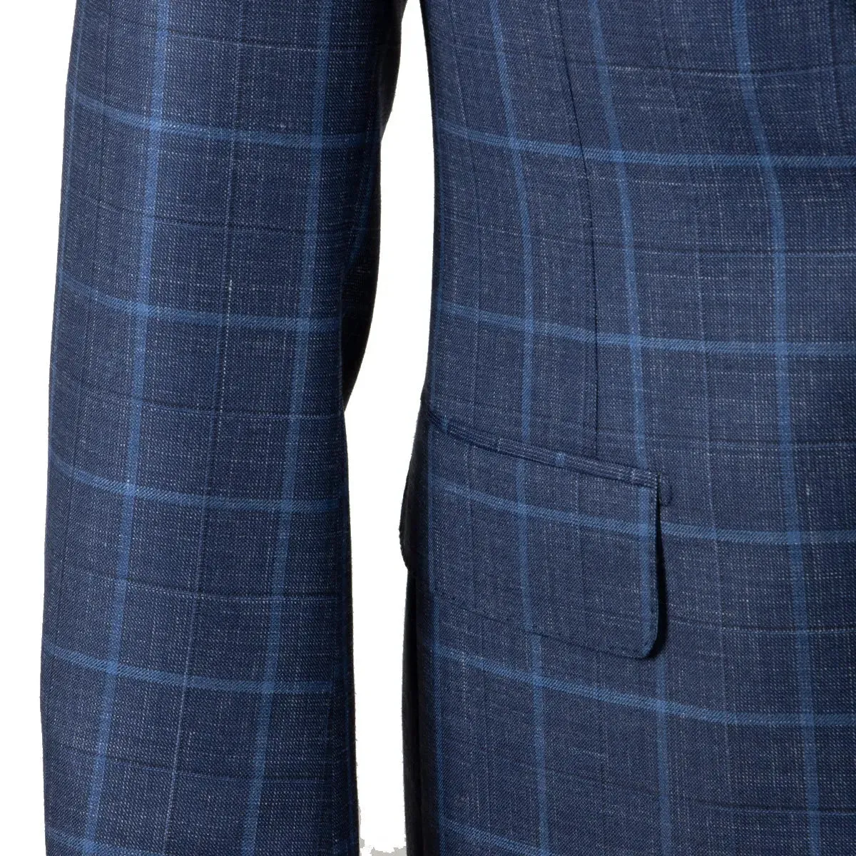 Blue Windowpane Wool, Silk, & Linen Jacket