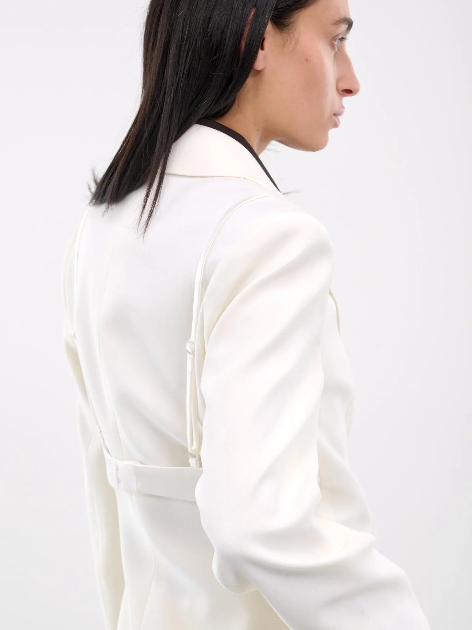 Bra Strap Tailored Blazer (AH0299-DBG-CREAM-WHITE)