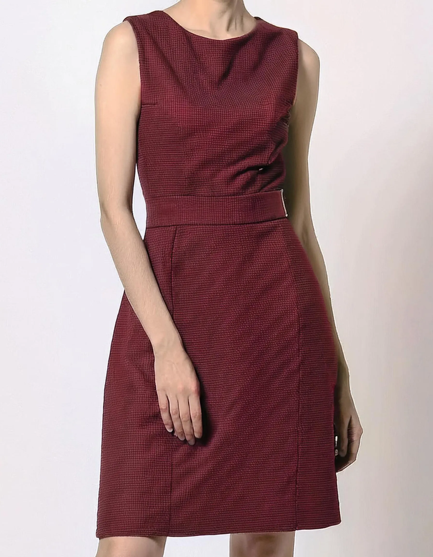 Burgundy Cowl Neck Sheath Dress