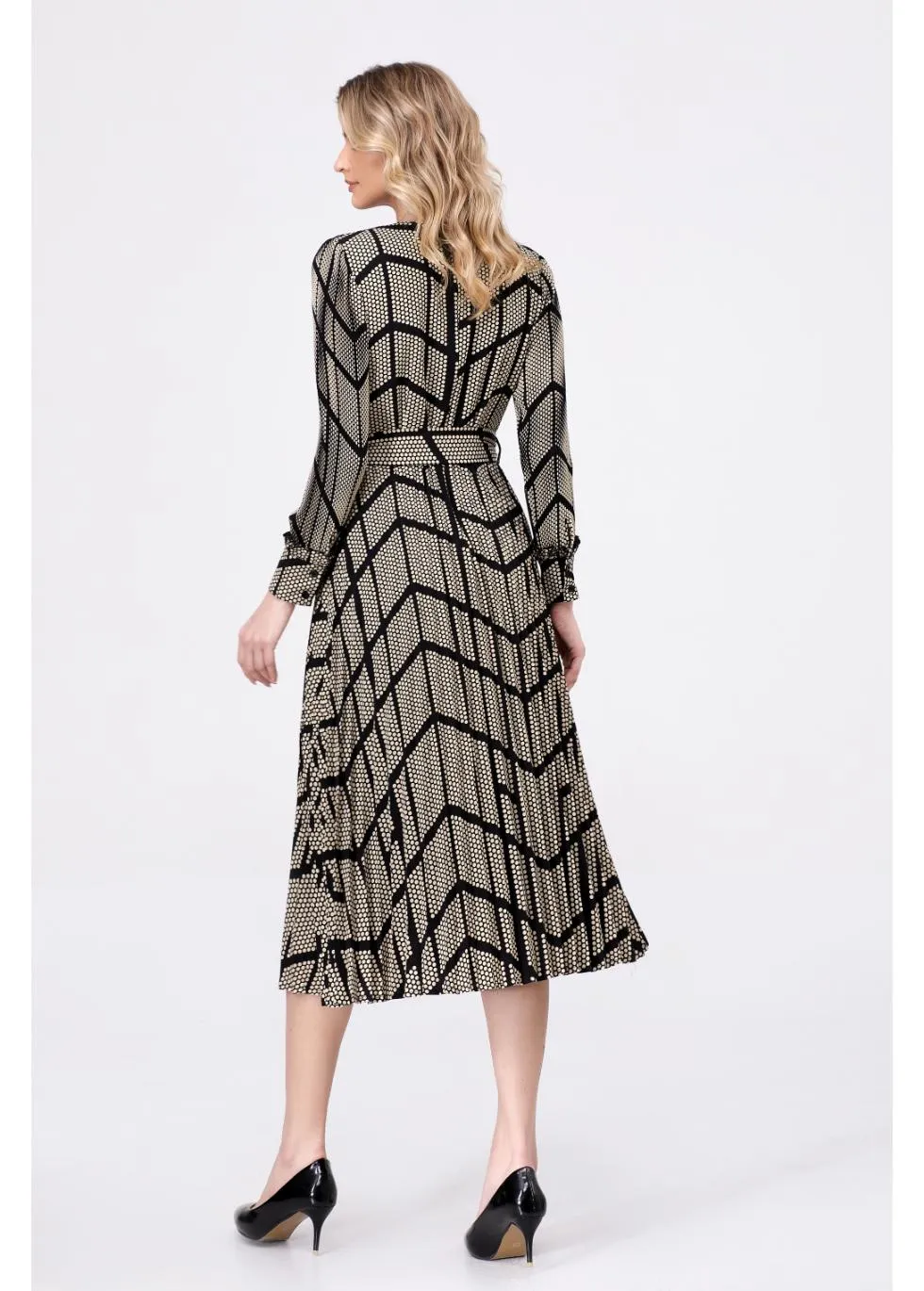 Chevron Elegance Midi Dress