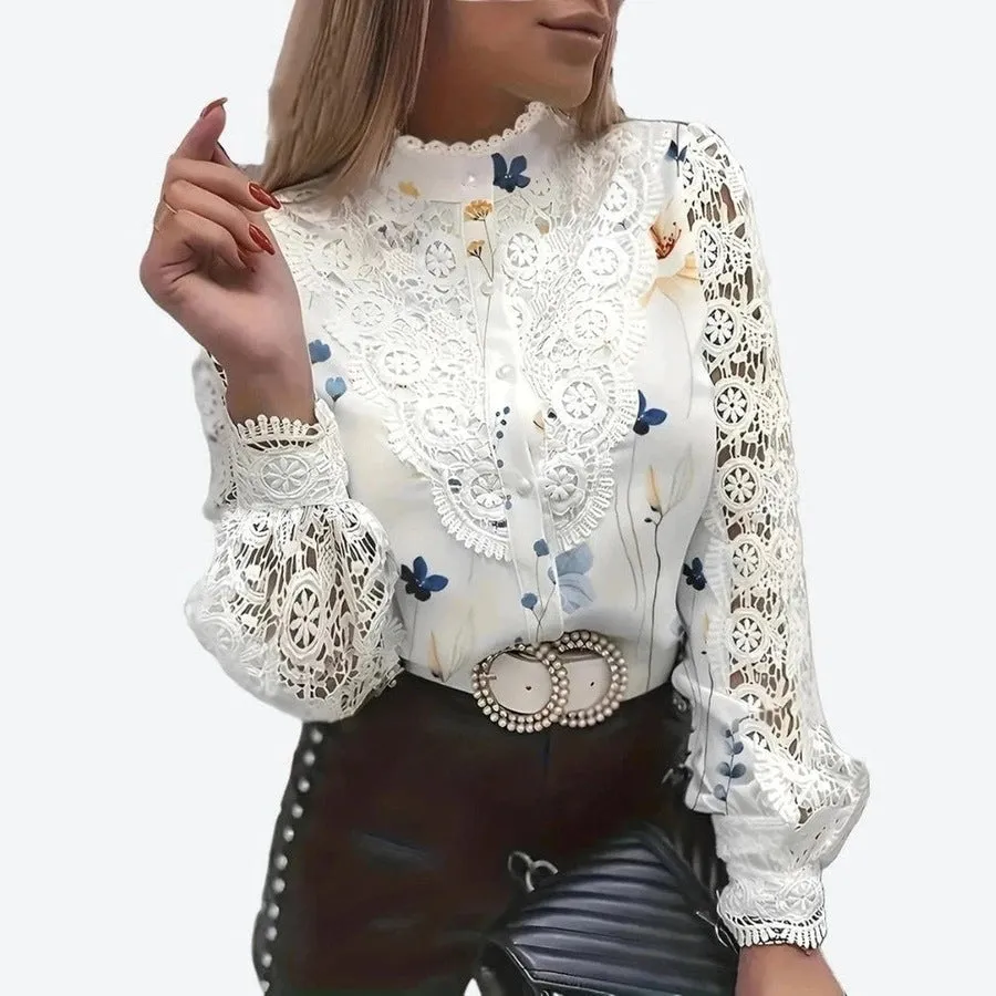 Chic Lace Button-Up Blouses