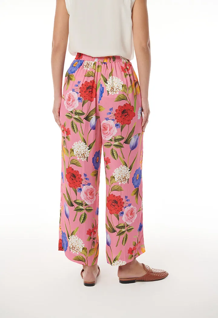 Choice Flower & Leaf Printed Pants Multicolor