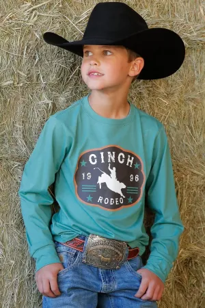 Cinch Boy's Green Rodeo Logo Long Sleeve Tee