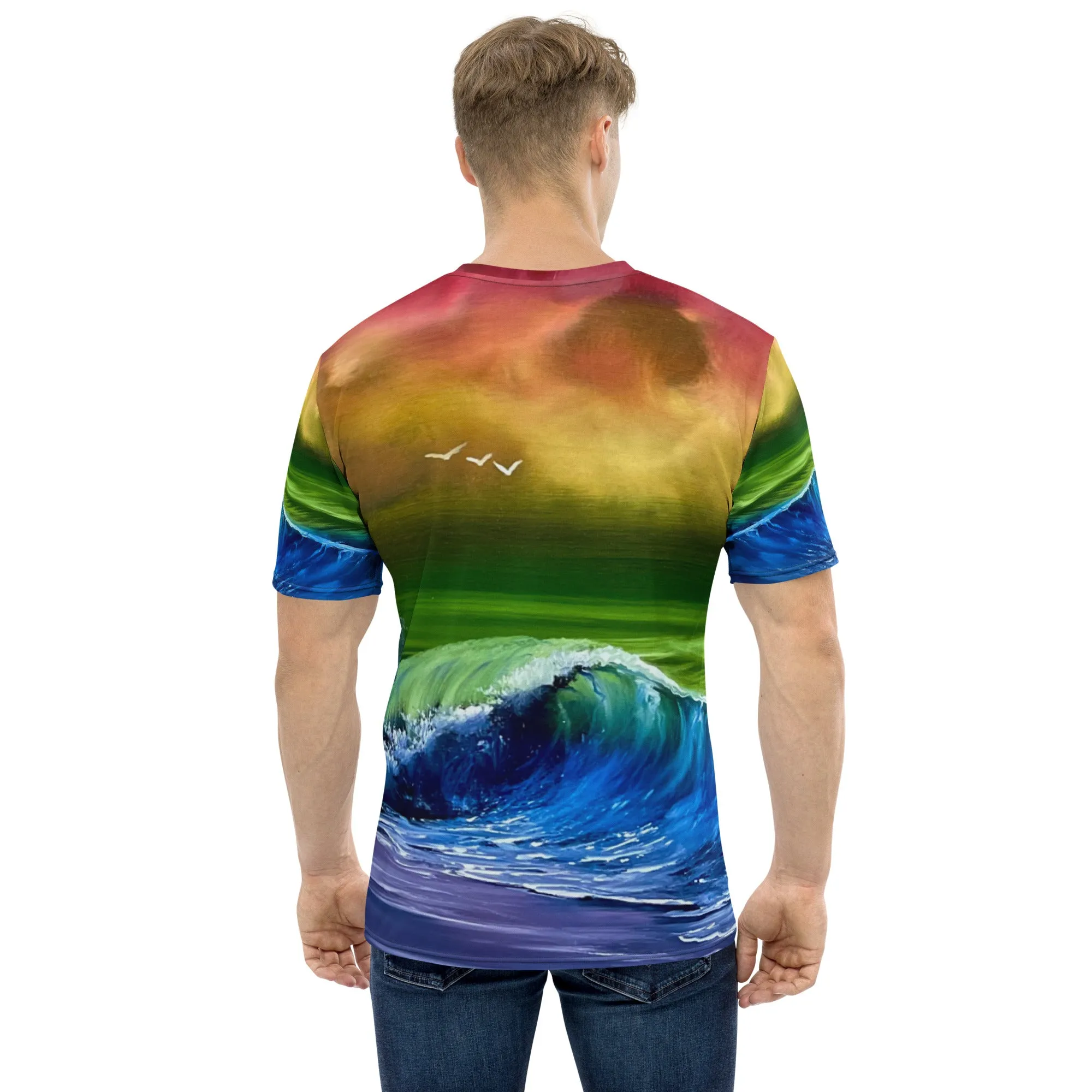 Clothing - Rainbow Pride Flag Seascape Unisex All Over Print t-shirt jersey by PaintWithJosh