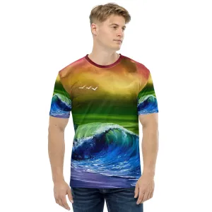 Clothing - Rainbow Pride Flag Seascape Unisex All Over Print t-shirt jersey by PaintWithJosh