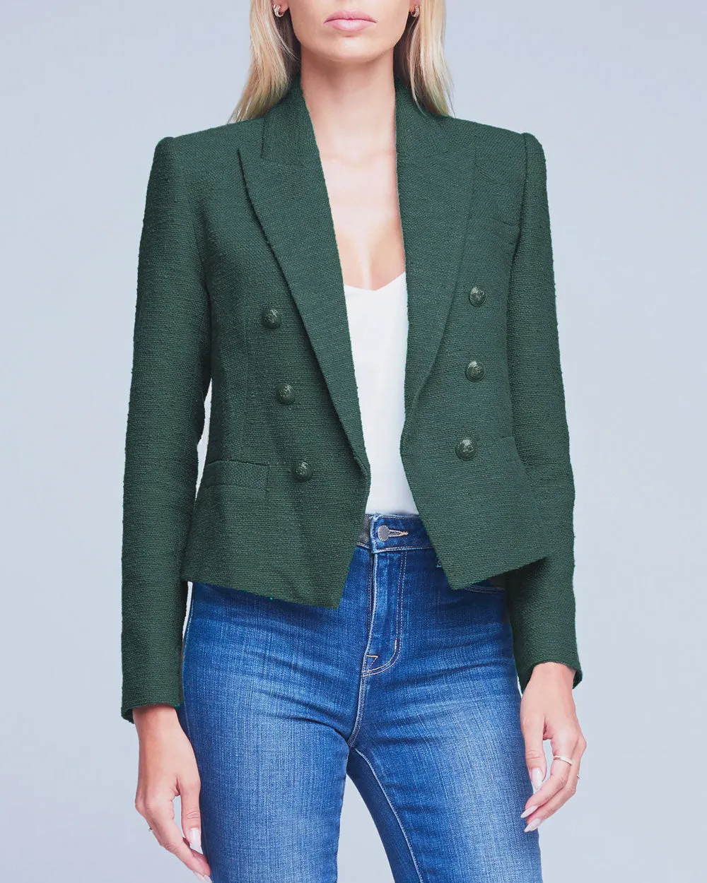 Clover Green Boucle Cropped Brooke Blazer