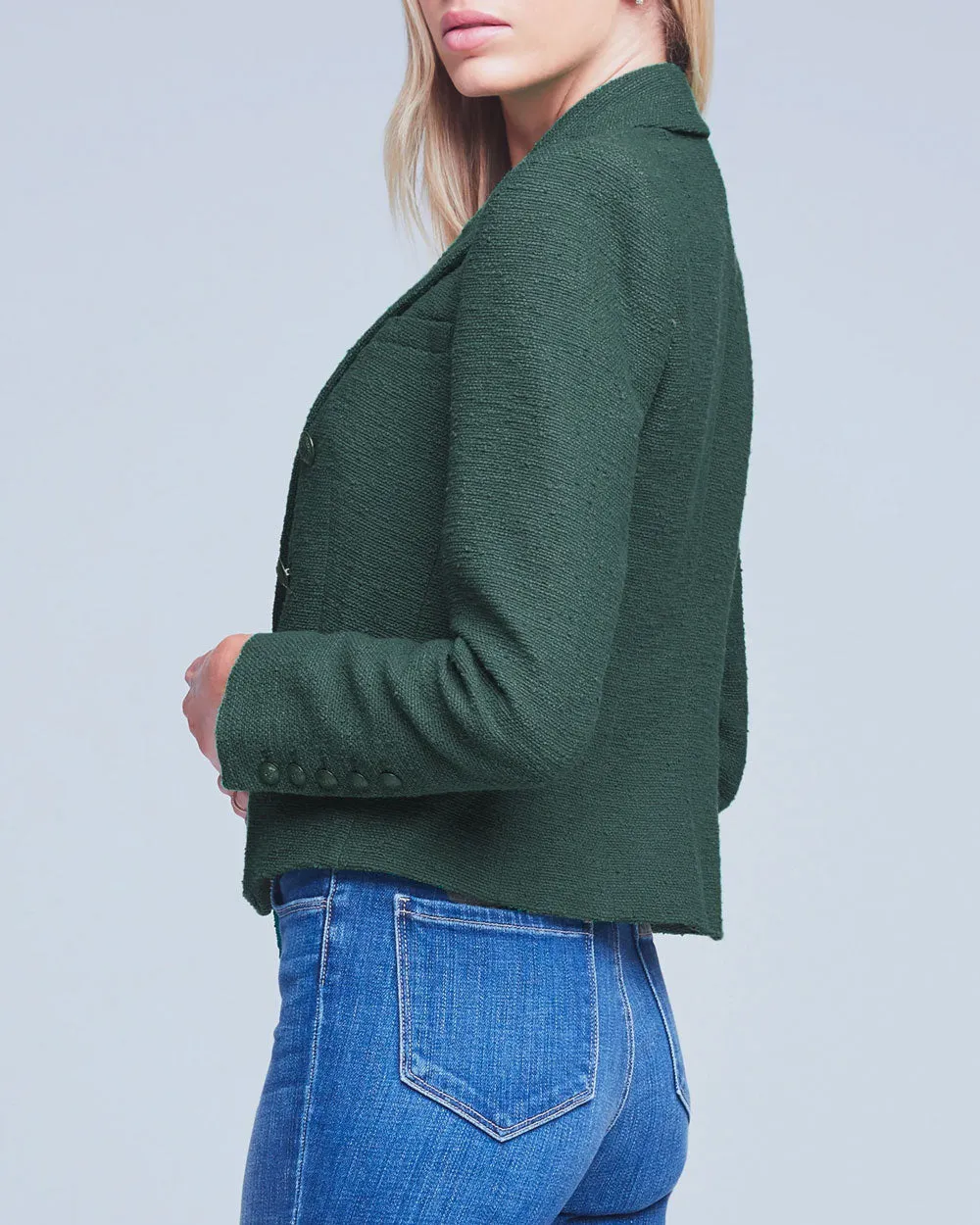 Clover Green Boucle Cropped Brooke Blazer