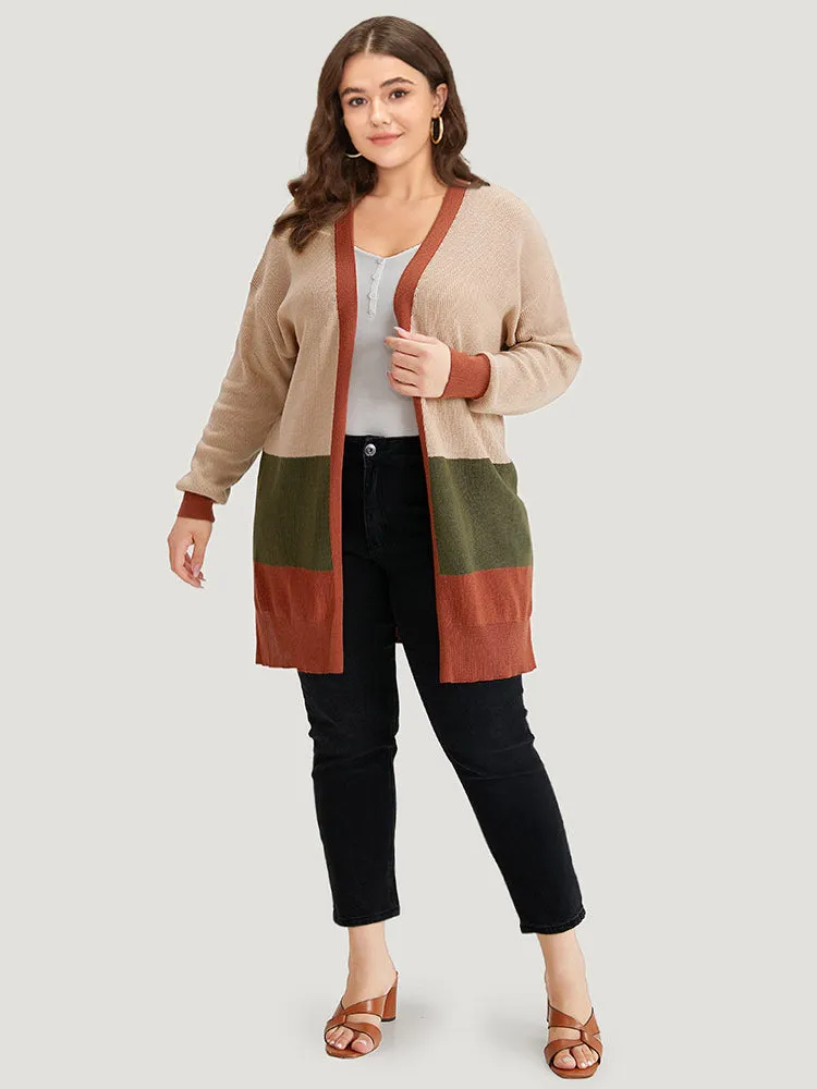 Colorblock Contrast Split Side Cardigan