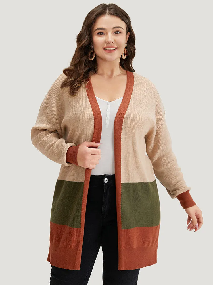 Colorblock Contrast Split Side Cardigan