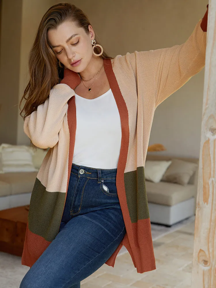 Colorblock Contrast Split Side Cardigan