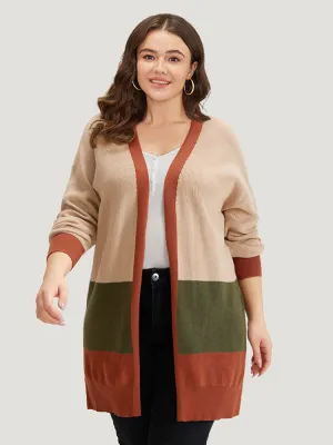 Colorblock Contrast Split Side Cardigan