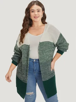 Colorblock Drop Shoulder Patchwork Cardigan