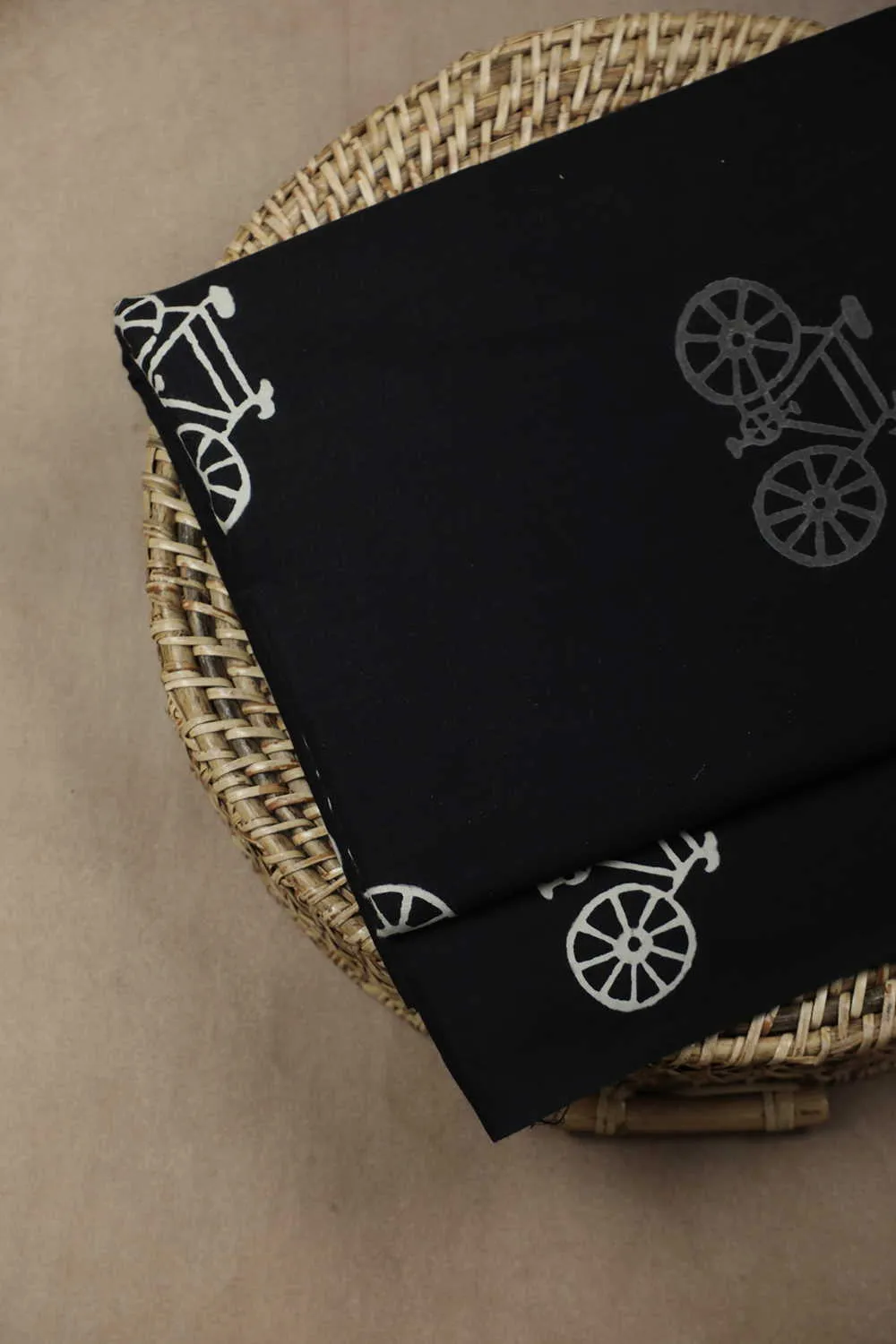 Cycle - Black Bagru Cotton Fabric