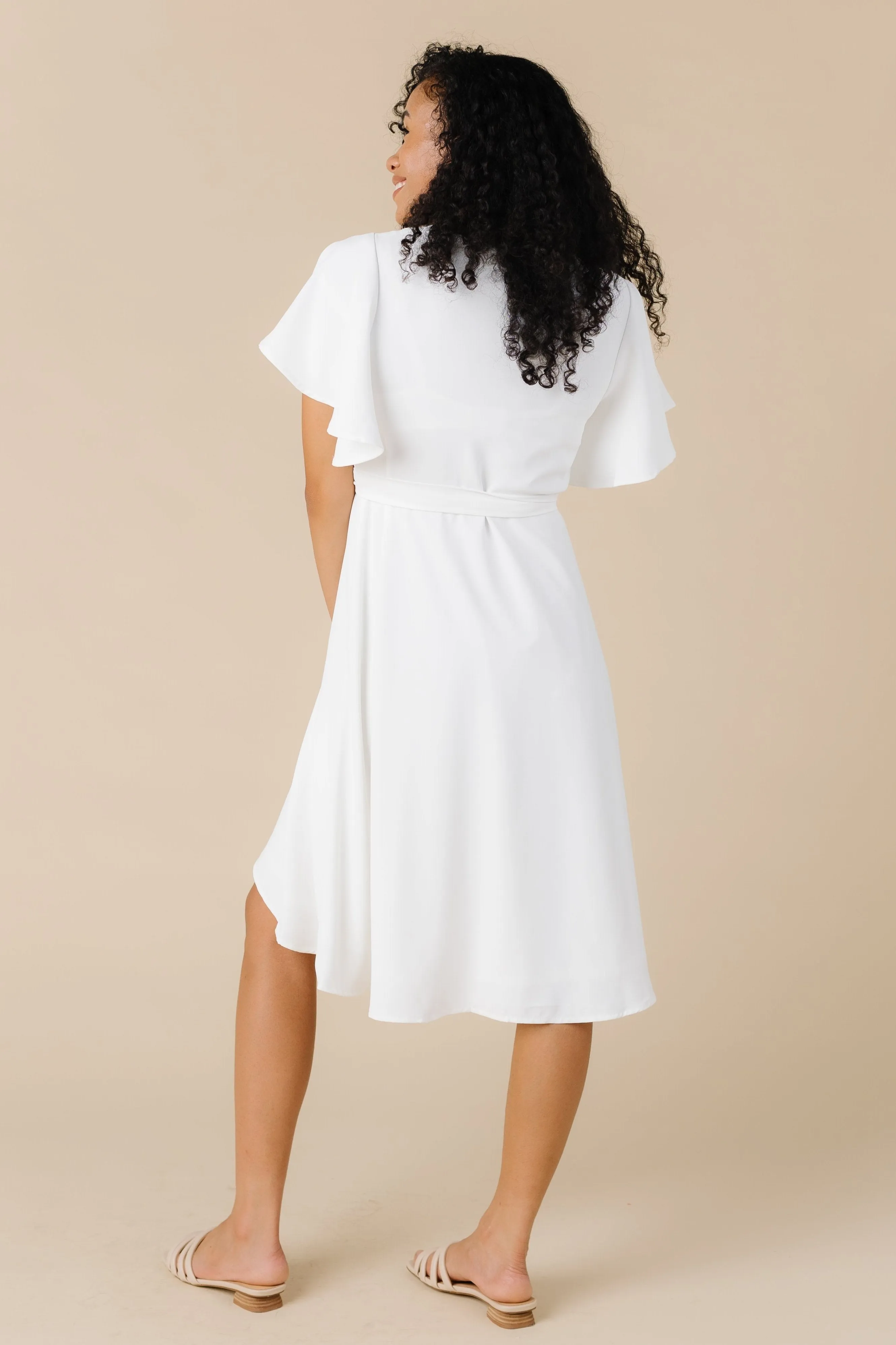 Daphne Tulip Wrap Dress - White