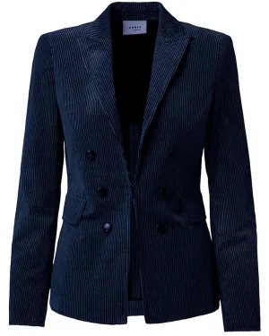 Denim Washed Corduroy Double Breasted Blazer