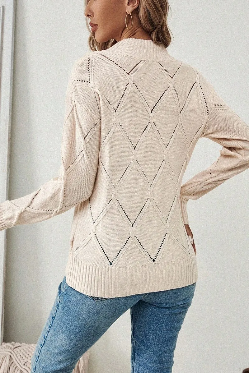 Diamond Twist Knit Pullover