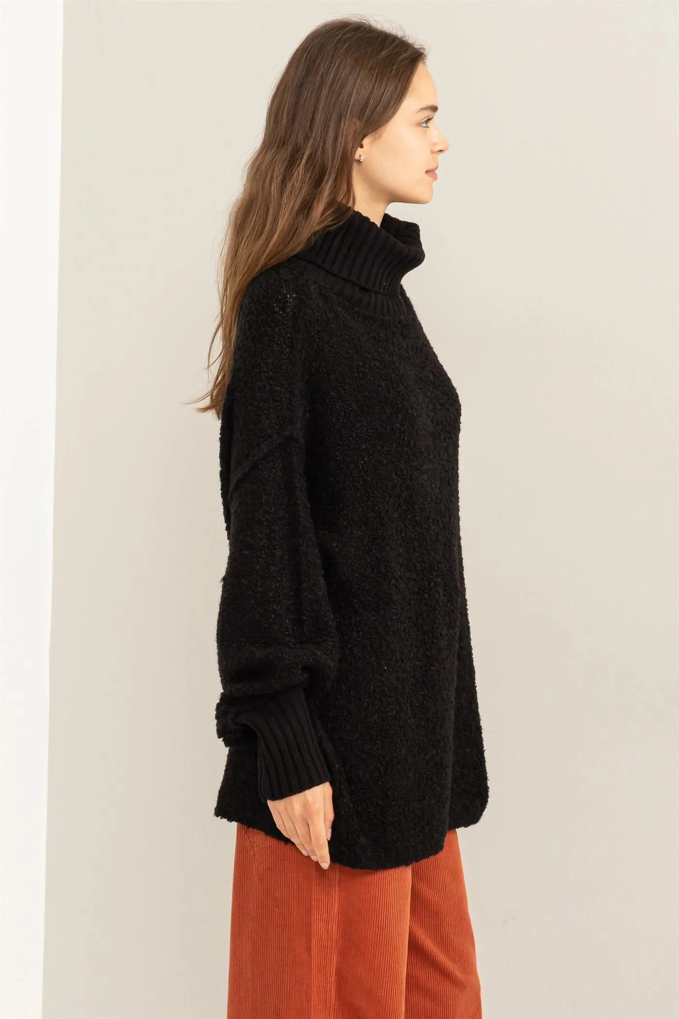 DZ23F048-Turtleneck Long Sleeve Oversized Sweater