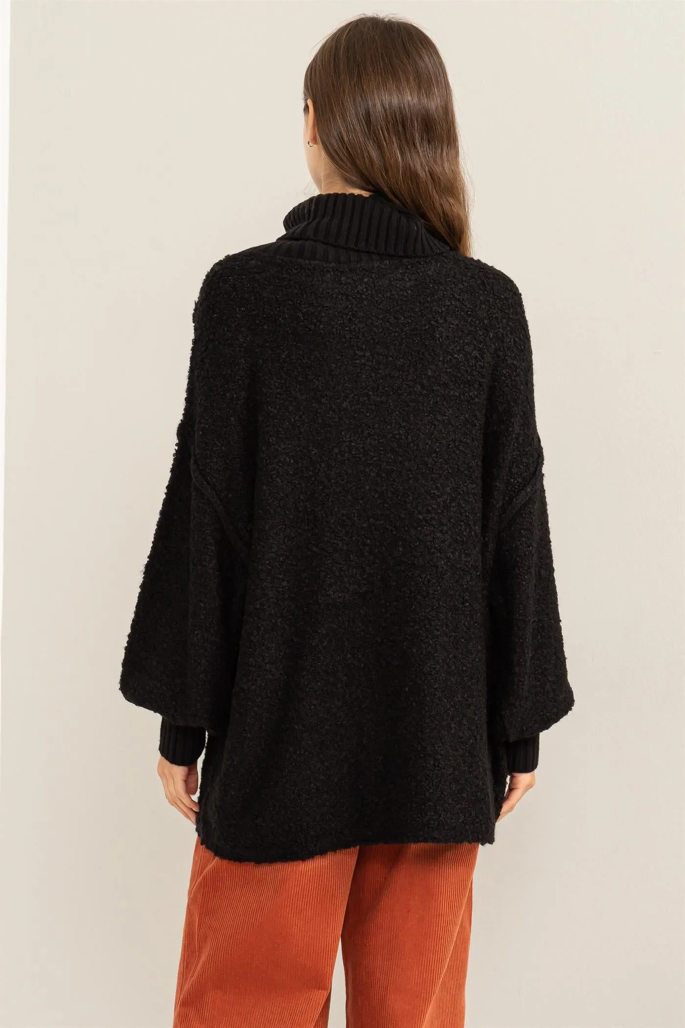 DZ23F048-Turtleneck Long Sleeve Oversized Sweater