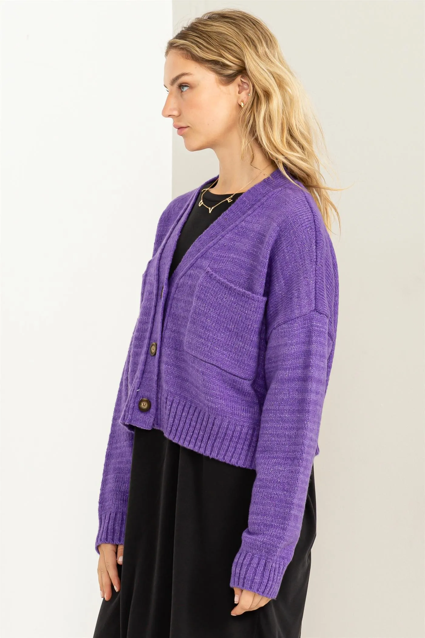 DZ23F577-CROPPED CARDIGAN SWEATER