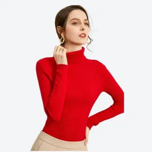 Elegant Turtleneck Ribbed Sweaters