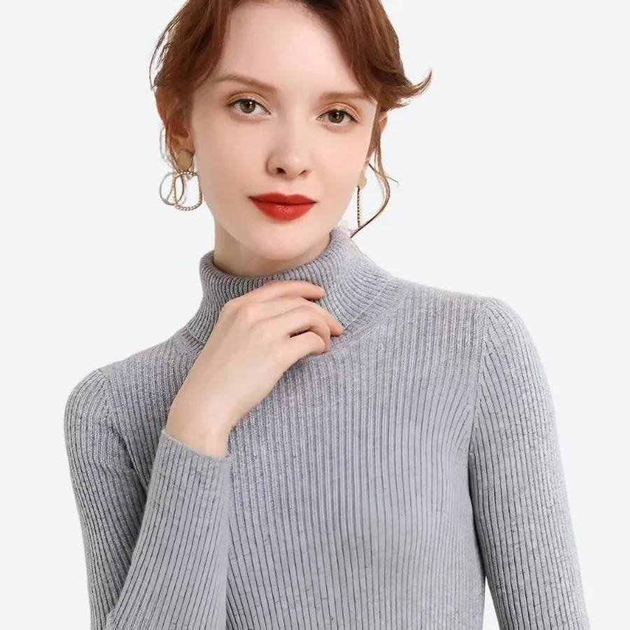 Elegant Turtleneck Ribbed Sweaters