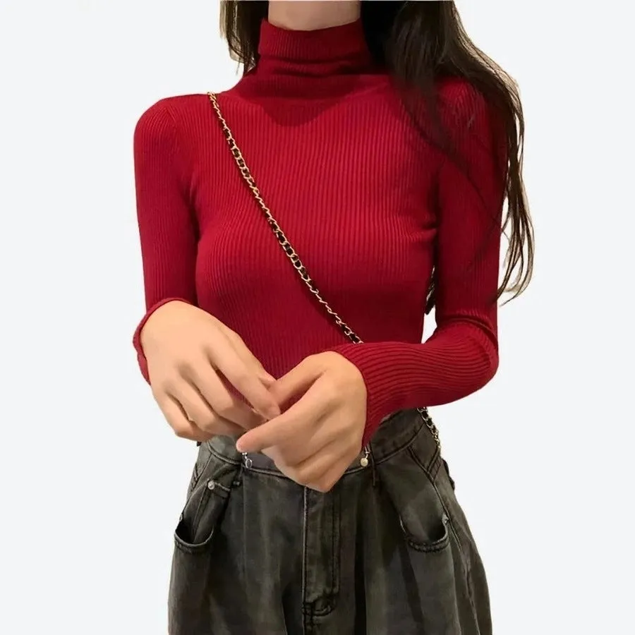 Elegant Turtleneck Ribbed Sweaters