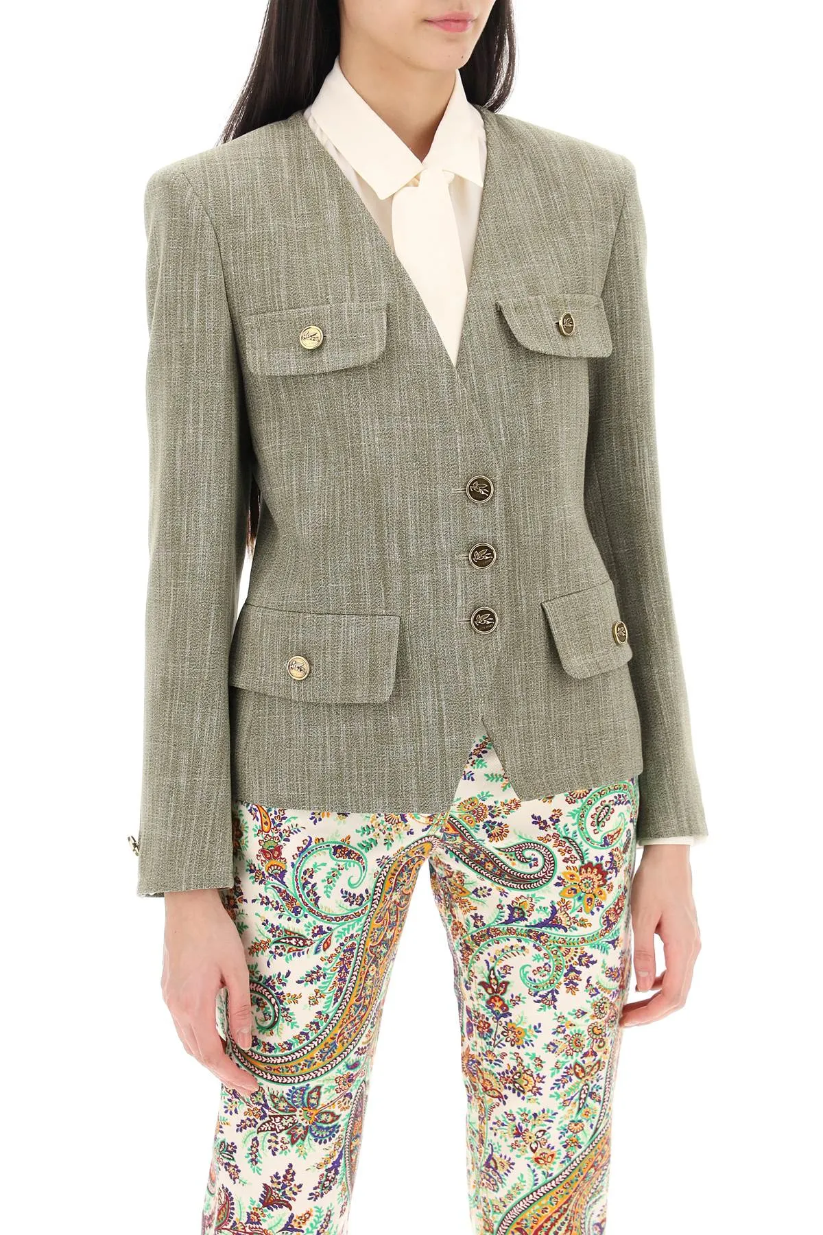 Etro Fitted Jacket With Padded Shoulders