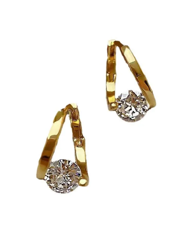 Fashion Gold Sterling Silver Alloy Zircon Hoop Earrings KX1056