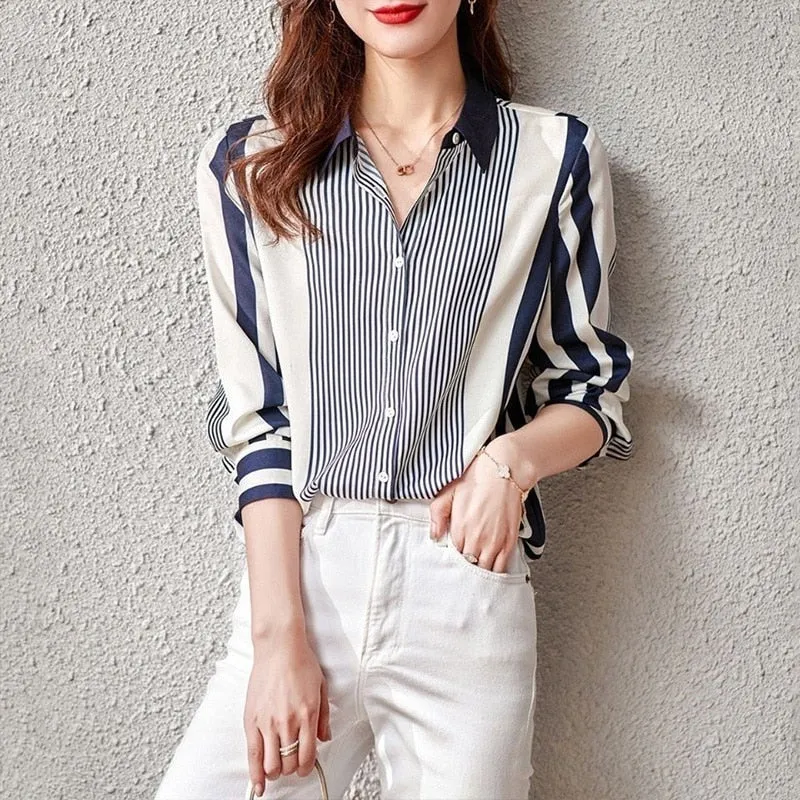 FashionSierra - Patchwork Elegant Fashion Chiffon Shirts