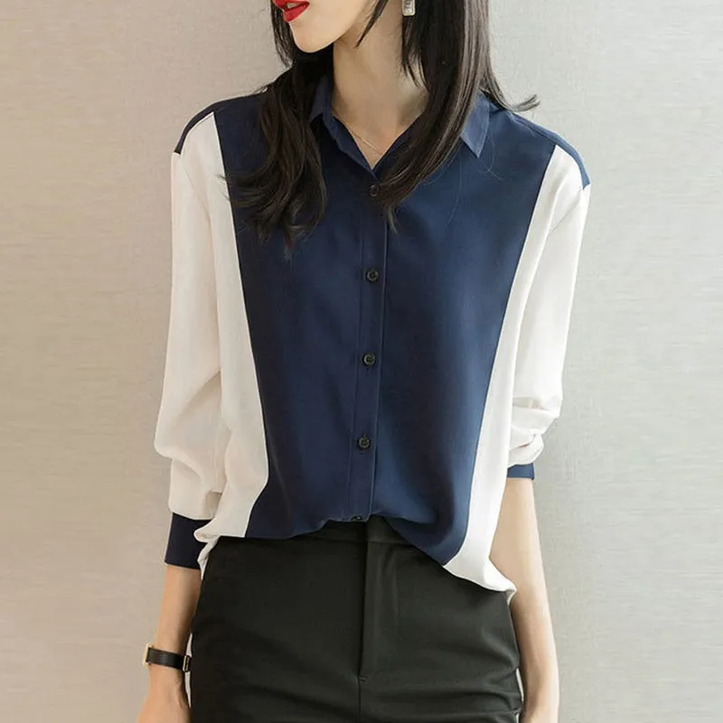 FashionSierra - Patchwork Elegant Fashion Chiffon Shirts