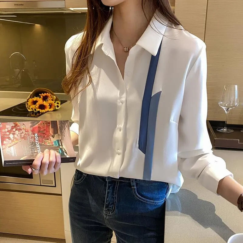 FashionSierra - Patchwork Elegant Fashion Chiffon Shirts