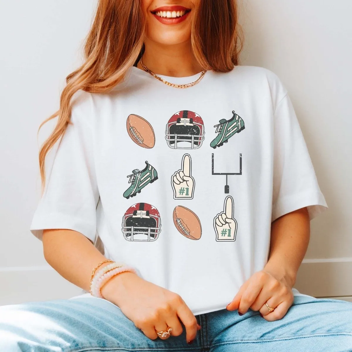 Football Collage Wholesale Graphic Tee - Quick Shipping