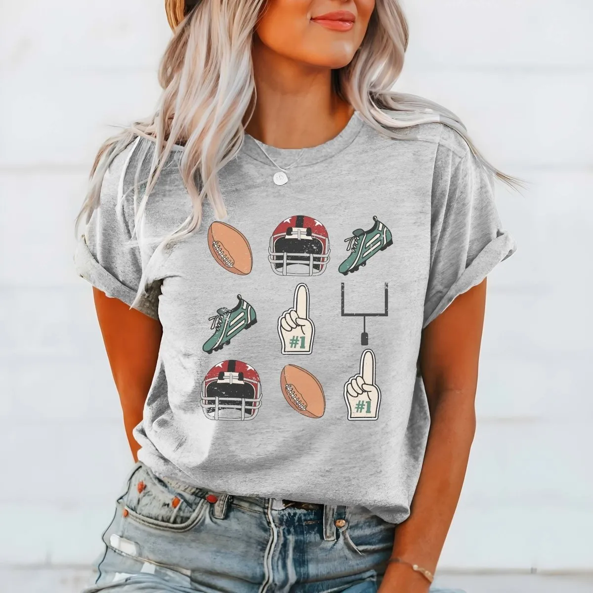 Football Collage Wholesale Graphic Tee - Quick Shipping