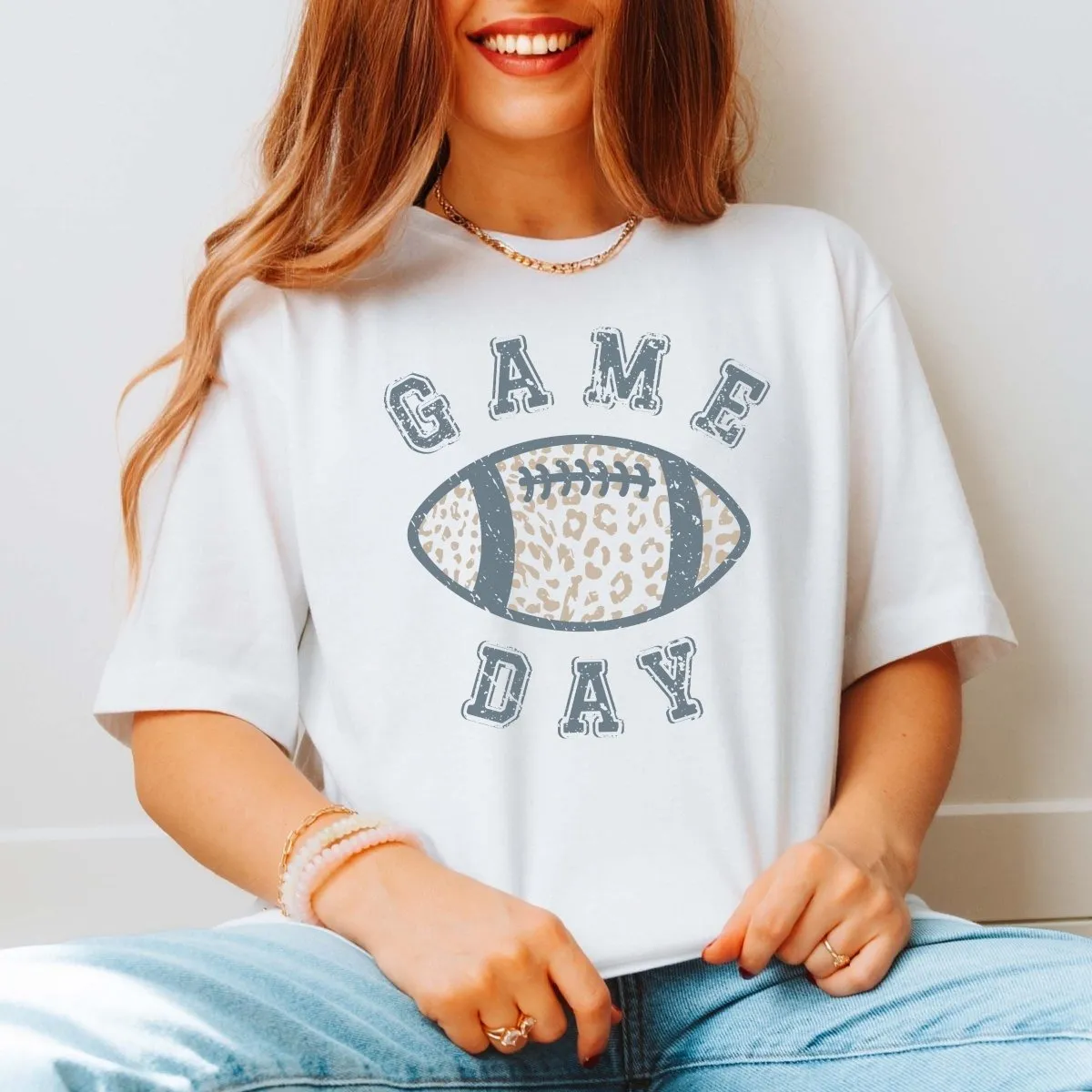 Game Day Leopard Football Graphic Tee