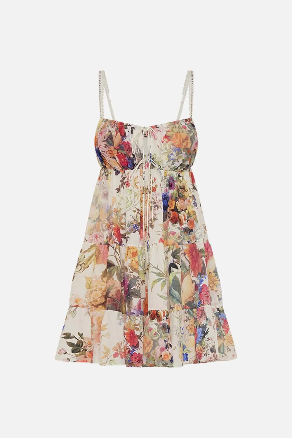 GATHERED BUST TIERED MINI DRESS FRIENDS WITH FRESCOS