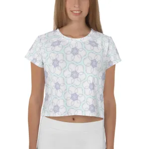 Hippy-Flower on Duck Egg Blue - AOP Crop Tee