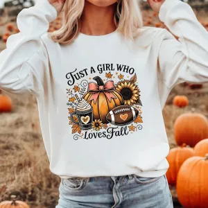 'Just A Girl Who Loves Fall' Cute Fall Themed Sweatshirt