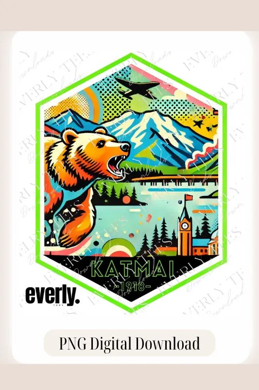 Katmai National Park Pop Art Design PNG Download