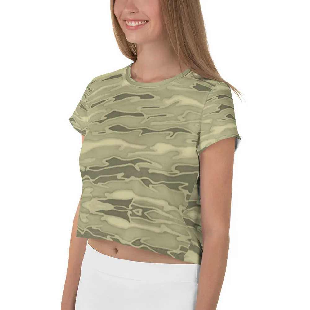 Khaki Lava Camouflage Crop Tee