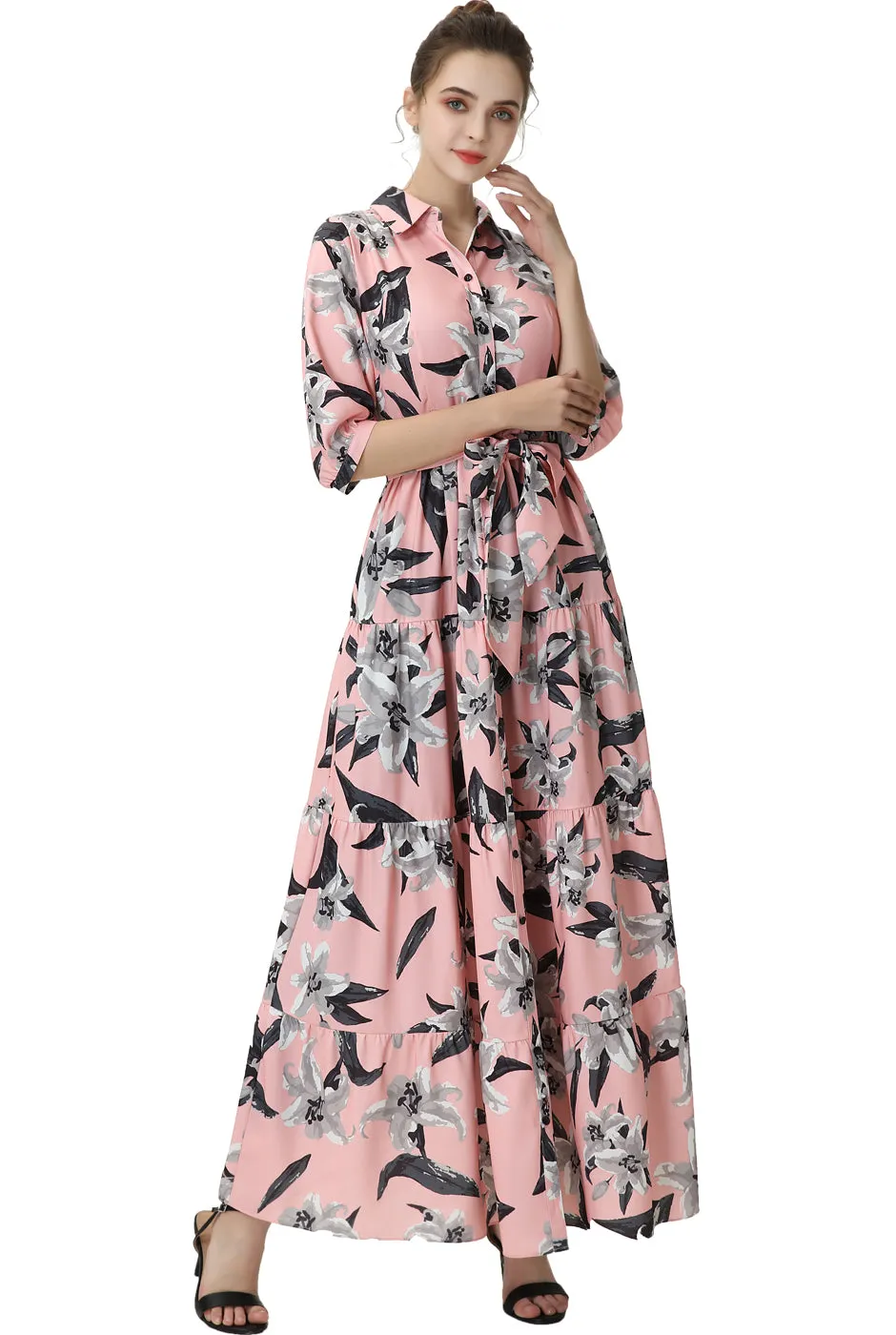 Kimi   Kai Maternity "Cora" Nursing Maxi Shirt Dress