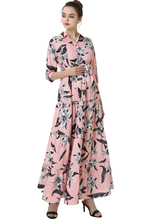 Kimi   Kai Maternity "Cora" Nursing Maxi Shirt Dress