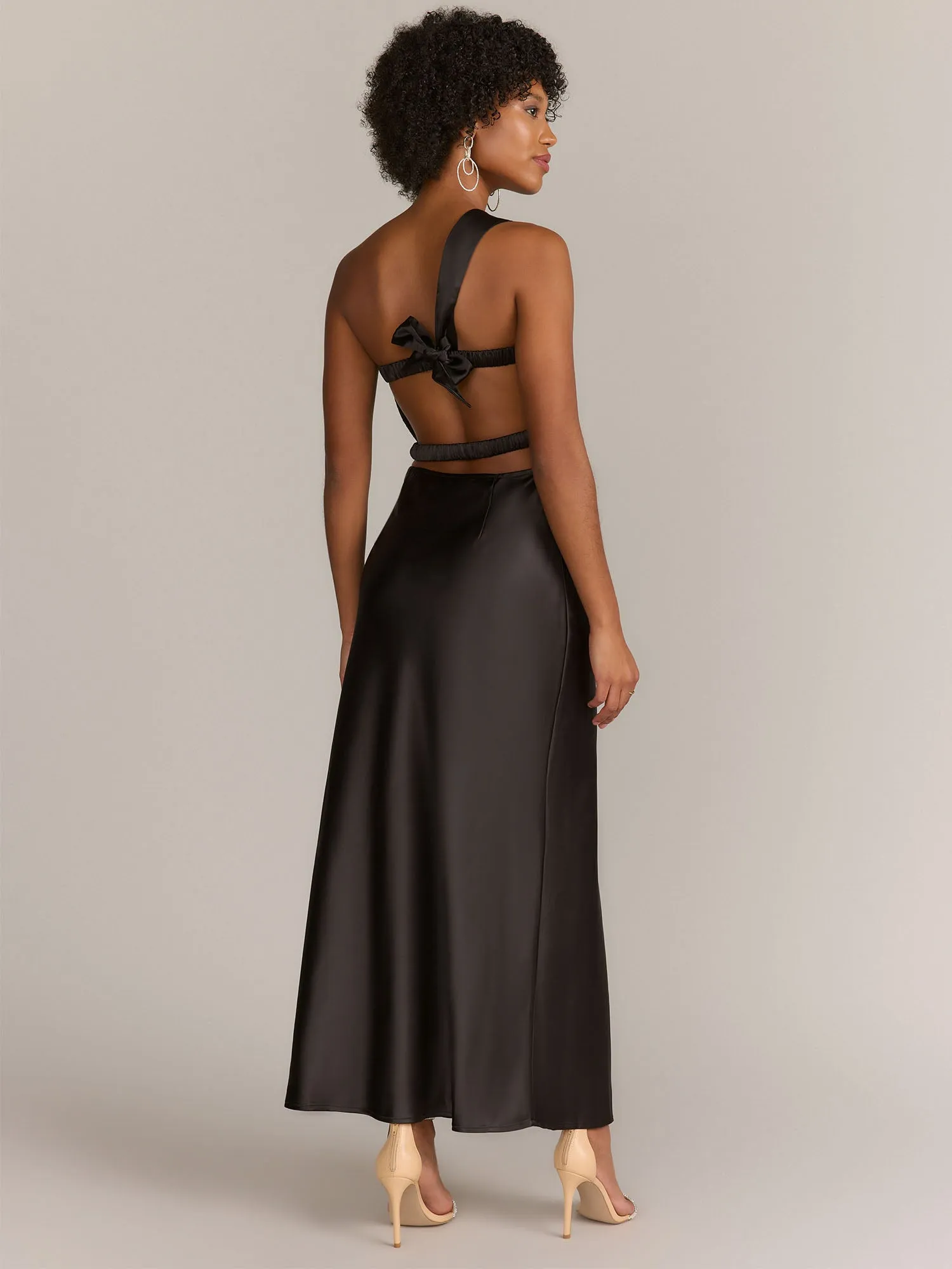 Lena Rosette Cutout Satin Slip Dress - Brands We Love