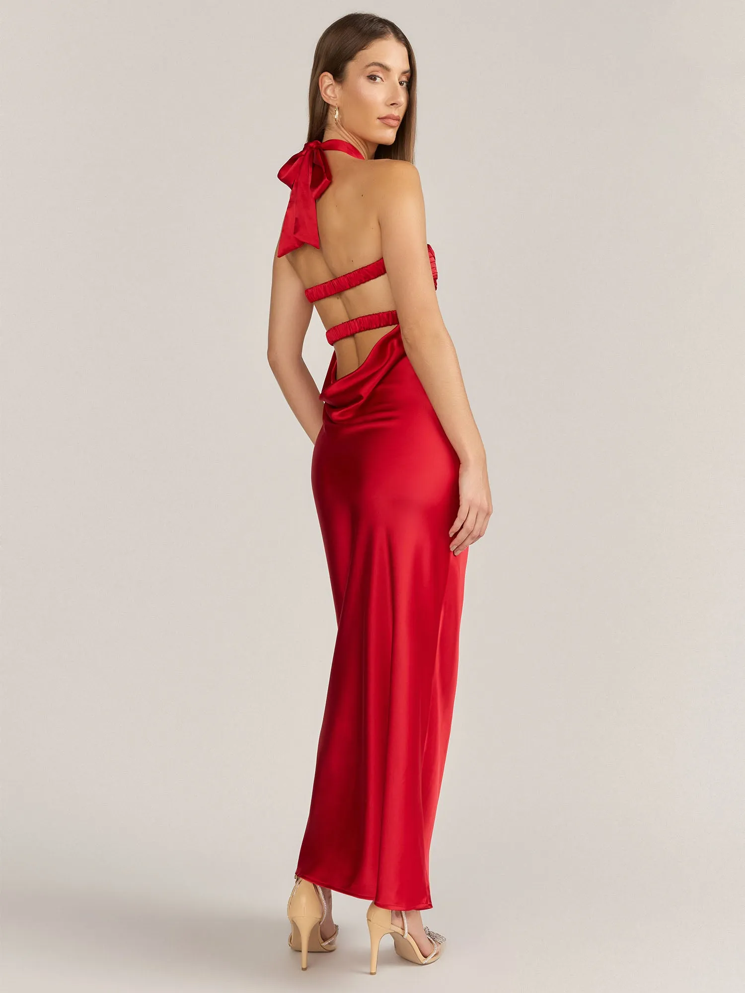 Lena Rosette Cutout Satin Slip Dress - Brands We Love